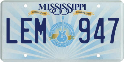 MS license plate LEM947