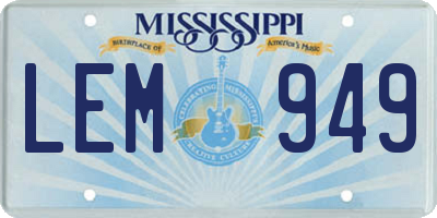 MS license plate LEM949