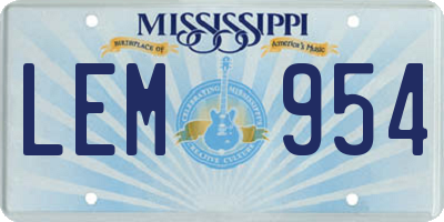 MS license plate LEM954