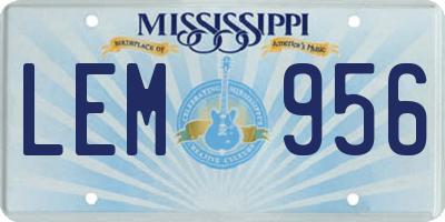MS license plate LEM956