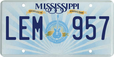 MS license plate LEM957