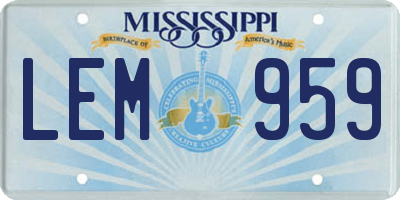 MS license plate LEM959