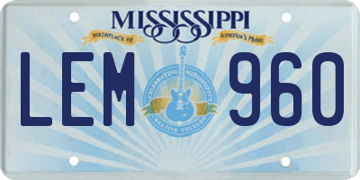 MS license plate LEM960