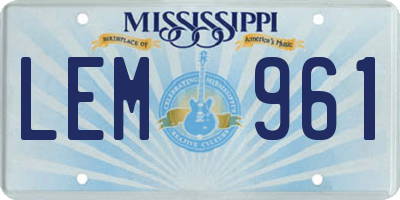 MS license plate LEM961