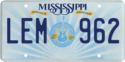 MS license plate LEM962