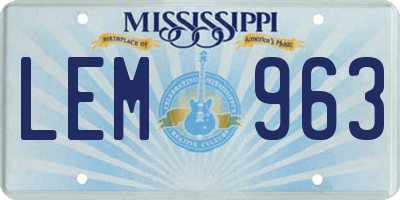 MS license plate LEM963