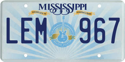MS license plate LEM967