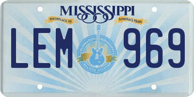 MS license plate LEM969