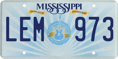 MS license plate LEM973