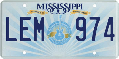 MS license plate LEM974