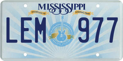 MS license plate LEM977