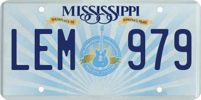 MS license plate LEM979