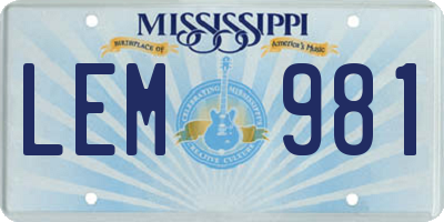 MS license plate LEM981
