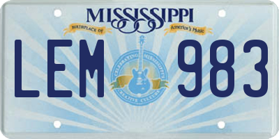 MS license plate LEM983