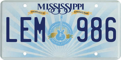 MS license plate LEM986