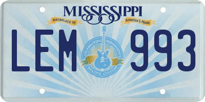 MS license plate LEM993