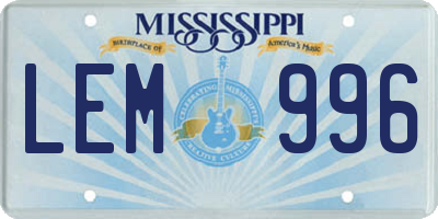 MS license plate LEM996