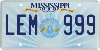 MS license plate LEM999