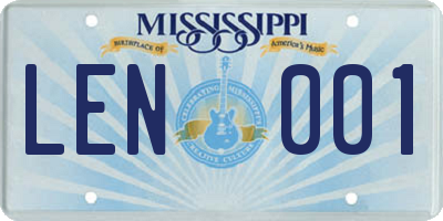 MS license plate LEN001