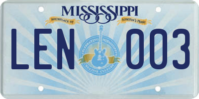 MS license plate LEN003