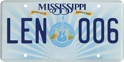 MS license plate LEN006