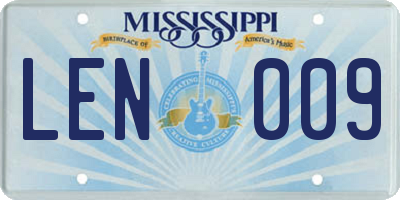 MS license plate LEN009