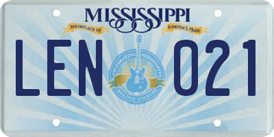 MS license plate LEN021