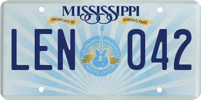 MS license plate LEN042