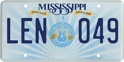 MS license plate LEN049
