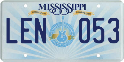 MS license plate LEN053