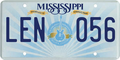 MS license plate LEN056