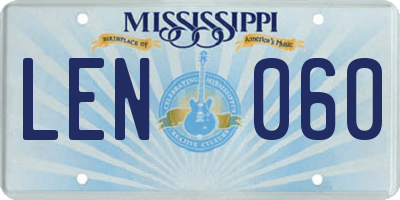 MS license plate LEN060