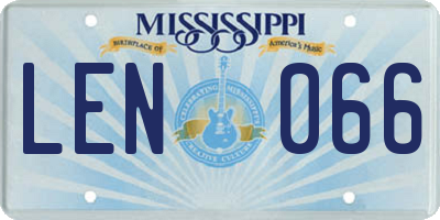 MS license plate LEN066