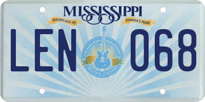 MS license plate LEN068