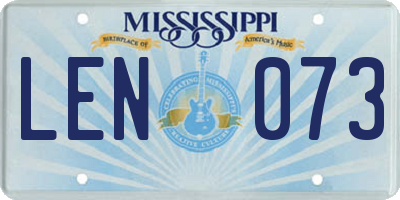 MS license plate LEN073