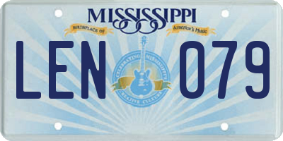 MS license plate LEN079