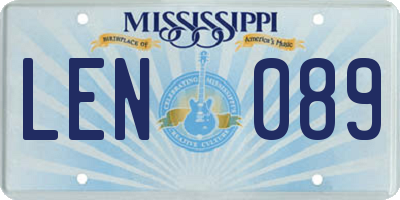 MS license plate LEN089