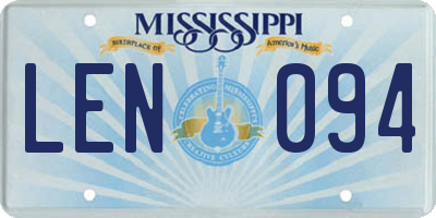 MS license plate LEN094