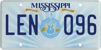 MS license plate LEN096