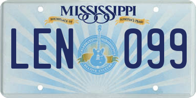 MS license plate LEN099