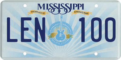 MS license plate LEN100