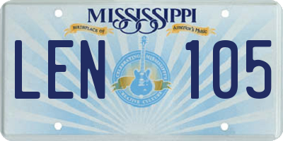 MS license plate LEN105