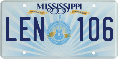 MS license plate LEN106