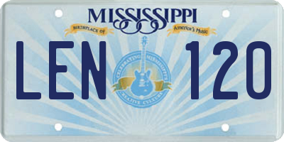 MS license plate LEN120