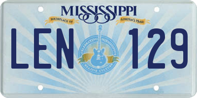 MS license plate LEN129