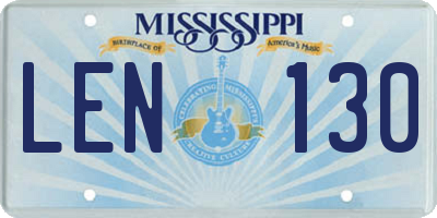 MS license plate LEN130