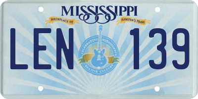 MS license plate LEN139