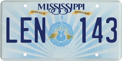 MS license plate LEN143