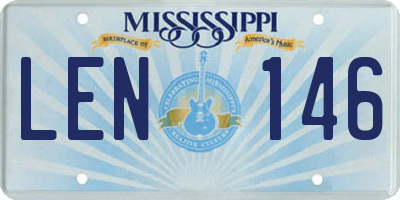 MS license plate LEN146