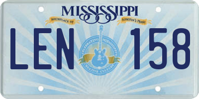MS license plate LEN158